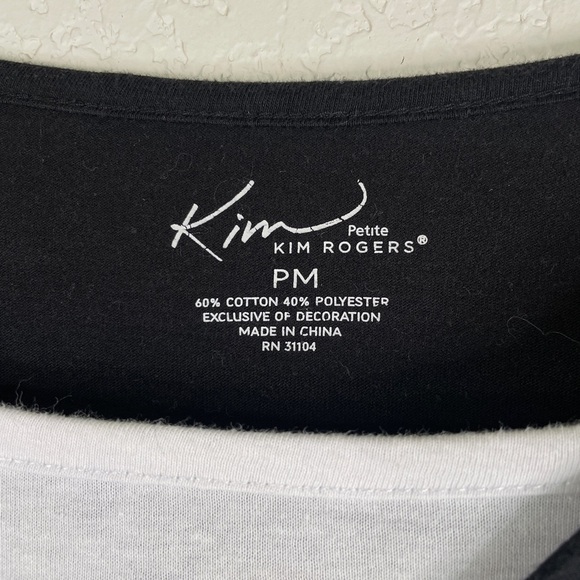 KIM Rogers Fall Embroidered 3/4 Sleeve Top Size Petite Medium - Picture 3 of 4